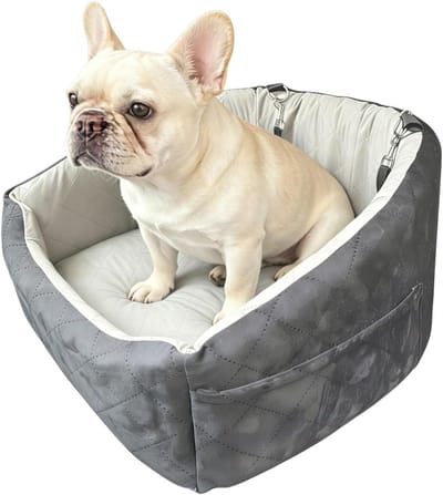Honden Autostoel - Huisdier Autobed - Veilig Reizen - Ademend IJszijde - 48x52x30 cm - Grijs