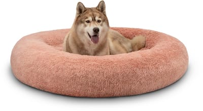 lionto Donut hondenbed, zacht pluche & verhoogde rand 120 cm roze