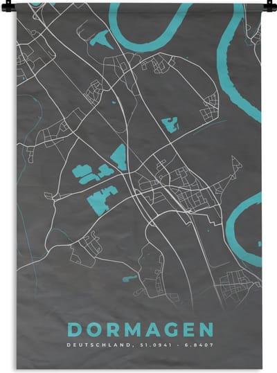 Wandkleed - Wanddoek - Stadskaart – Dormagen – Duitsland – Plattegrond – Kaart - 120x180 cm - Wandtapijt