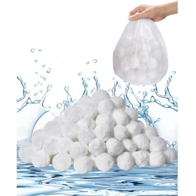VEVOR Filterballen voor zandfilters, 0,7 kg, Filterballen ter vervanging van zwembadfilterzand, Herbruikbare filtermediaballen van polyestervezels met waszak, voor zwembaden, opzetzwembaden, aquaria