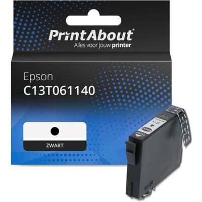 PrintAbout huismerk Inktcartridge C13T061140 Zwart Geschikt voor Epson