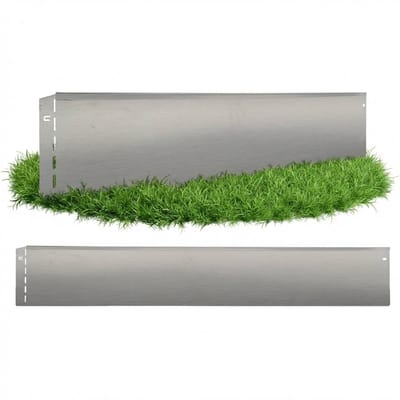 GartenAZ Borderrand - Gazonrand van Verzinkt Metaal - Flexibele Montage - Zilver - 100 cm x 13 cm (45 stuks)