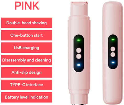 2-in-1 elektrisch scheerapparaat voor dames, elektrisch scheerapparaat voor dames, bikinilijntrimmer met dubbele kop