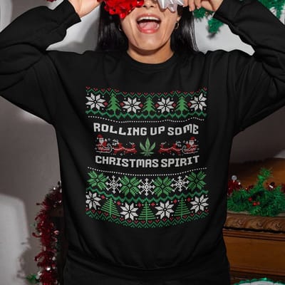 Lekker Waus Foute Kersttrui Zwart - Rolling Up Some Christmas Spirit - Maat XS - Kerst Outfit Dames & Heren