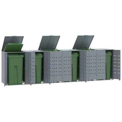 vidaXL - Containerberging - voor - 6 - containers - 414x79x117 - cm - staal - grijs