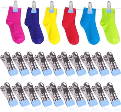 Handdoekclips 20 Stuks - Roestvrij Staal - Antislip Tanden - Corrosiebestendig - Sterke Grip - Multifunctioneel - Wasknijpers