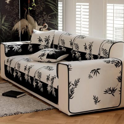 Nieuwe Chinese Stijl Chenille Bankmat Vier Seizoenen Universeel Anti-Slip Bankmat Bamboe Jacquard Zwarte Biesstof Bankhoezen 90x70cm 1pcs