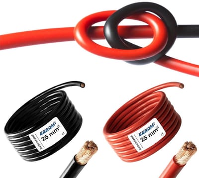 Zeer Flexibele Accukabel 25mm² Koper OFC - 3 Meter Rood en Zwart Stroomkabel