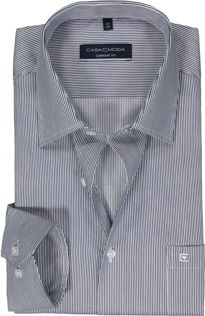 CASA MODA comfort fit overhemd - twill - blauw gestreept - Strijkvriendelijk - Boordmaat: 42 (EU maat: L)