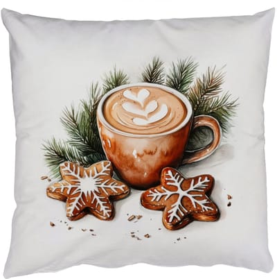 Sierkussens - Kussentjes Woonkamer - 50x50 cm - Koffie - Koek - Winter - Art - Kerst