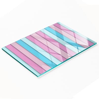 Multifunctionele decoratieve glazen snijplank voor de keuken met gekleurde strepen, 80x52 cm