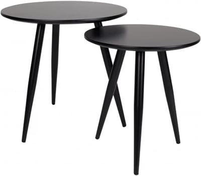 Set van 2 zwarte houten bijzettafels van 50x50x50 cm