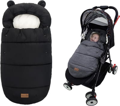 SnelShoppen - Baby Voetenzak Universeel voor Kinderwagens - Winter Voetenzak voor Alle Buggy's - Wasmachinebestendig - 90 x 52 cm - Zwart