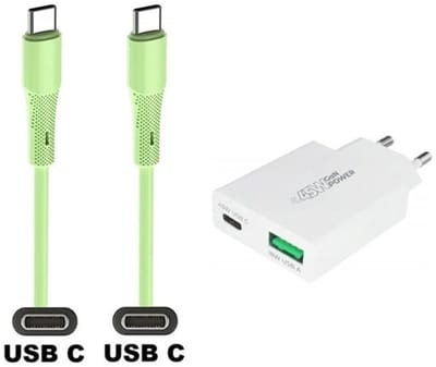 45W super snellader met 2 poorten + 1,0m USB C naar C kabel. Universele PD PPS lader. Compacte GaN oplader adapter past op JBL Quantum Wireless 350 / 360 / 360P / 360X / 610 / 810 / 910 / 910P / 910X / ONE / 400 / 600 / 800 / TWS