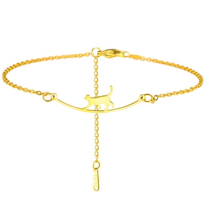 Verstelbare Katten Enkelband - Voetketting voor Vrouwen – Cute Animal Voetsieraad, Enkelketting, Zomer Sieraden, Strand Accessoire, Leuk Cadeau voor Dierliefhebbers en Vriendinnen - Goud