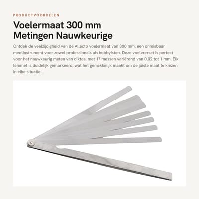 Dailygoods- Voelermaat 300 mm - 17 Messen - Nauwkeurige Meting 0,02-1 mm - Roestvrij Staal - Universeel Metrisch/SAE - Duurzaam Gereedschap - Dikte Meter