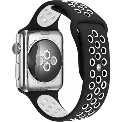 2+1 | Apple Watch Bandje Stryde - Dubbel - Siliconen - Zwart Wit