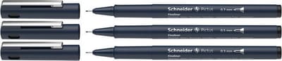 Schneider fineliner - Pictus - zwart - 3 lijnbreedtes - S-197593