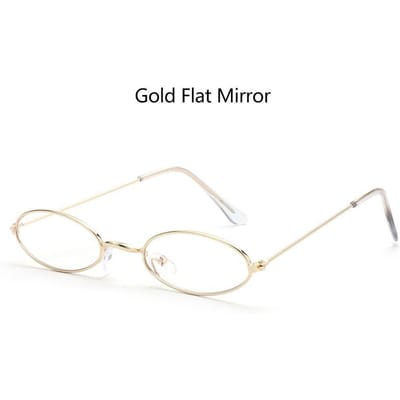 Klassieke Retro Ovale Kleine Montuur Zonnebril Vintage Tinten Zonnebrillen voor Mannen Vrouwen Metalen Kleur Lens Mode Design Brillen