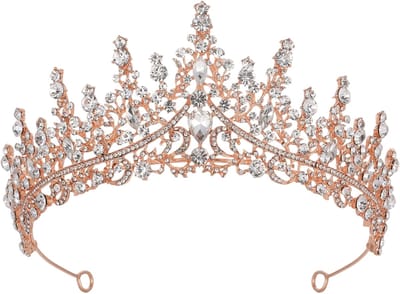 1 stuk Alloy Tiara Kroon voor Bruiloft & Feest – Elegante Haaraccessoire voor Bruid, Gala en Speciale Gelegenheden – Roségoud