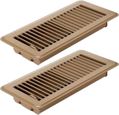Vloerrooster - Ventilatierooster Vloer - Luchtcirculatie Verbeteren - Robuust Ijzer - 4x10 Inch - Bruin