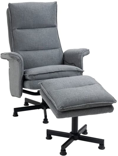 Massagestoel met Voetenbank - Relaxfauteuil - 8 Massagepunten - met Afstandsbediening - Verstelbare Rugleuning - tot 120 kg - Relaxstoel - TV Stoel - Loungestoel - Grijs