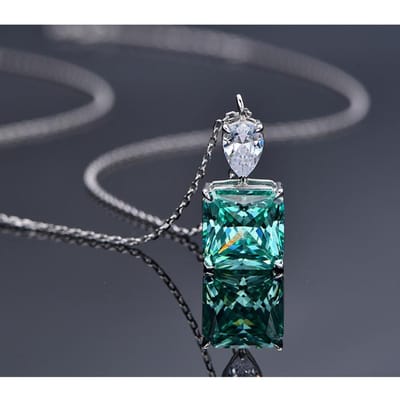 8ct Hoge Koolstof Diamant Ketting voor Vrouwen 10 *10 Ice Cut Padma Imitatie Robijn S925 Zilveren Hanger gray