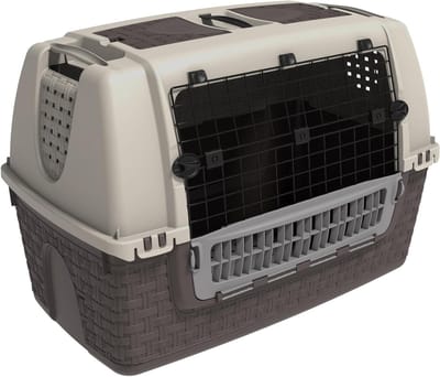 Transportbox Hond - Reismand Hondenbox - Veilig Vervoeren - Ventilatiesysteem - 88x52x60 cm - Taupe
