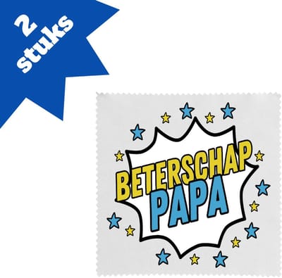 Akyol - beterschap papa brillendoekjes - Beterschap - een papa die ziek is of iets gebroken heeft - cadeau voor zieke vader - ziek - koorts - snel beter worden - cadeau - beterschap cadeau - kado - gift - geschenk - 17,8 bij 17,8 cm - 2 stuks