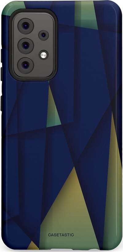 Casetastic Hoesje Geschikt voor Samsung A52 (4G/5G/s) - Stijlvolle Beschermende Duo-layer Case - Blauwgroene Driehoeken