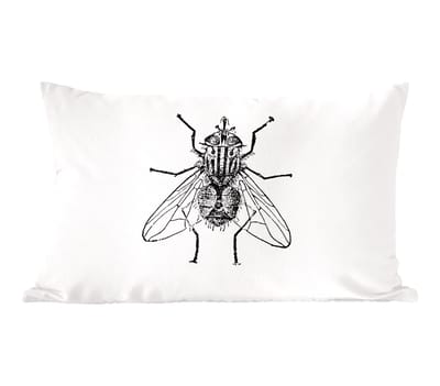 Sierkussens - Kussentjes Woonkamer - 50x30 cm - Vlieg - Dieren - Vintage - Zwart wit