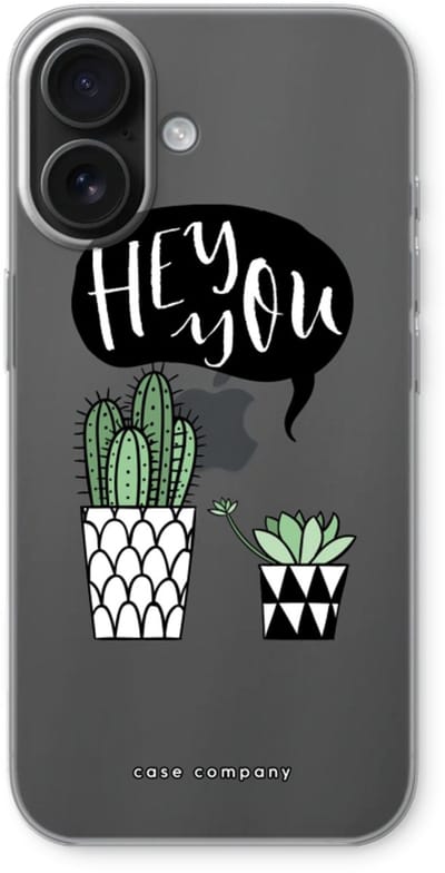 Case Company® - Hoesje geschikt voor iPhone 16 hoesje - Hey you cactus - Soft Cover Telefoonhoesje - Bescherming aan alle Kanten en Schermrand
