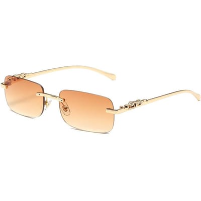 1PC Lunettes unisexes sans monture en métal Lunettes à monture carrée Lunettes de mode pour accessoires pour animaux Street Snap beige
