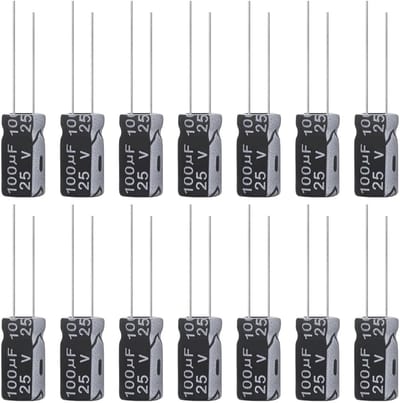 15 stuks condensatoren 100uF 25V Elkos condensator 100μF 25Volt Aluminium Elektrolytische condensator 6x12MM Electrolytische Capacitors 100 uF MFD 105°C