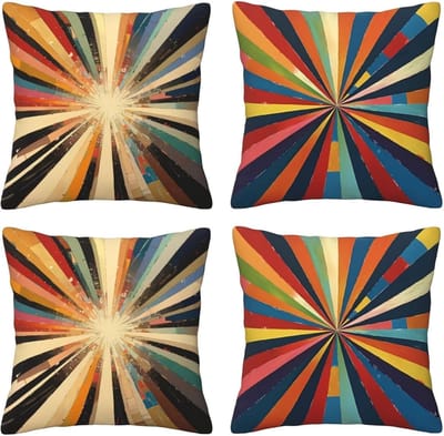Kussenhoezen, sierkussenhoezen, kleurlijnen, 65 x 65 cm, behaaglijk, kussenhoes met onzichtbare ritssluiting, zacht, wollig, bankkussen, wasbaar, voor terras, tuin, bank en woonkamer, bank