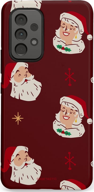 Casetastic hoesje geschikt voor Samsung Galaxy A53 (2022) 5G - Dubbellaagse bescherming - Mr. & Ms. Santa - Kerst - Fashion Case - Bordeaux Lichtgrijs Taupe