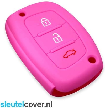 Autosleutel Hoesje geschikt voor Hyundai - SleutelCover - Silicone Autosleutel Cover - Sleutelhoesje Roze