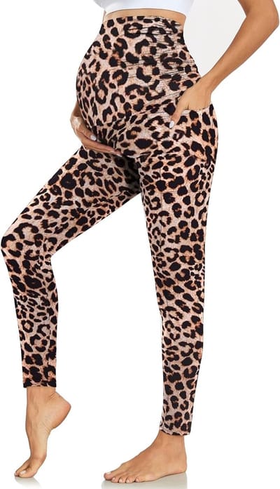 Comfortabele zwangerschapsleggings met zakken, hoge taille en ondoorzichtige stof voor aanstaande moeders