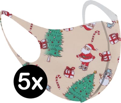 Mondkapje Wasbaar Kerst Mondmasker Mondkapjes Niet Medisch Creme - 5x