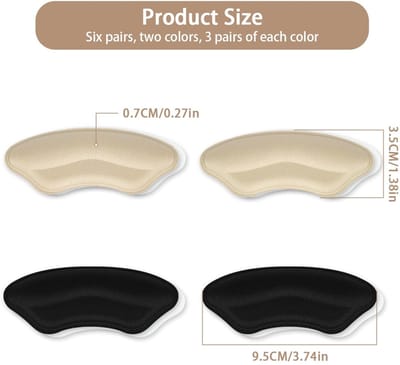 6 Paar Dikke Antislip Hielgrepen Hiel Kussen Pads, Hielkussens Schoenbeschermers voor Losse Schoenen, Anti-Blaar Comfort Dikke Rug Inlegzolen, Schoenhak Reparatie Patch voor Mannen Vrouwen,