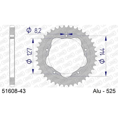 Aluminium tandwiel achter Afam 525 43 dents