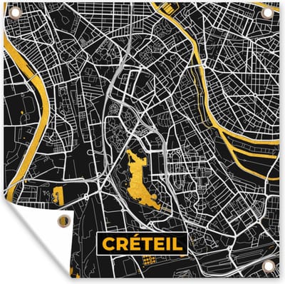 Tuin poster Créteil – Plattegrond – Frankrijk – Kaart – Stadskaart - 200x200 cm - Tuindoek