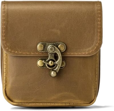 VHV-Heuptas - Riemtasje - Middeleeuwse tas - Vintage look - Lederen tasje - Met riemsluiting - Voor festival - Voor wandelen - Geel