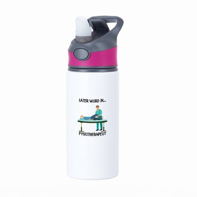 Hacebo® - Later word ik fysiotherapeut waterfles met rietje roze - Fysiotherapeuten - Fysiotherapeut - fysio - therapie - arts - masseur - fysiotherapie - sportblessures - specialist - fysioloog - water fles - 650ML