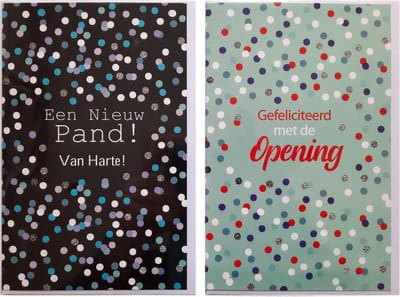 2 Wenskaarten - Opening + Een nieuw Pand – 12 x 17 cm