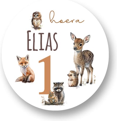 Traktatie Stickers Met Naam en Leeftijd - Bos Vriendjes - Gepersonaliseerd - Sluitstickers - Kinderfeest Traktatie - Uitdelen - Uitdeeltraktatie - Traktatiestickers Pimp Studio
