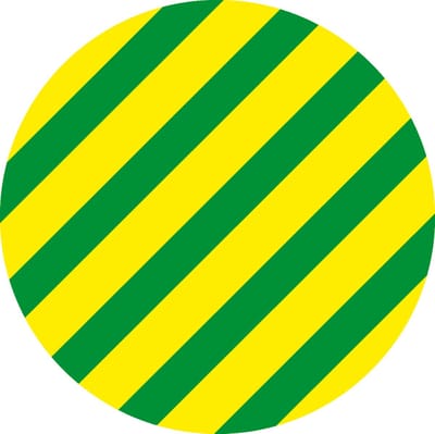 Beschermende geleider sticker, vel, groen geel 12,5 mm - 20 per vel