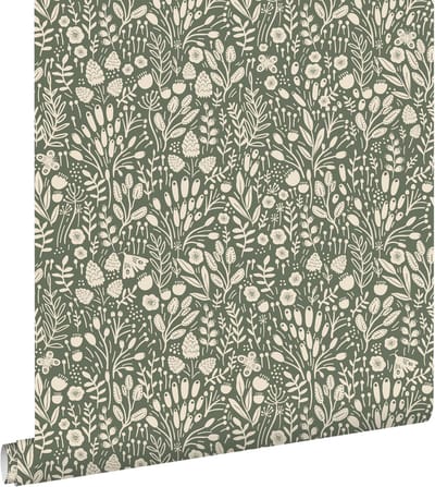 ESTAhome behang bloemetjes groen - 50 x 900 cm - 131250