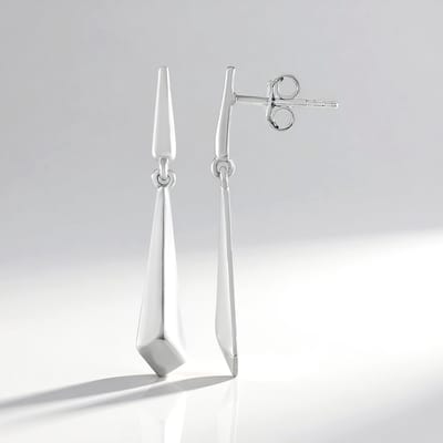 Cavill - 925 Sterling Zilver Oorbellen - Platina Geplateerd - Elegante Lange Asymmetrische Geometrische Oorbellen - Modern Zilver 32 mm