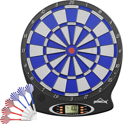 Elektronisch Dartbord - Dartautomaat Spel - Interactief Spel - 159 Spelvariaties - 43 cm - Blauw Wit Zwart